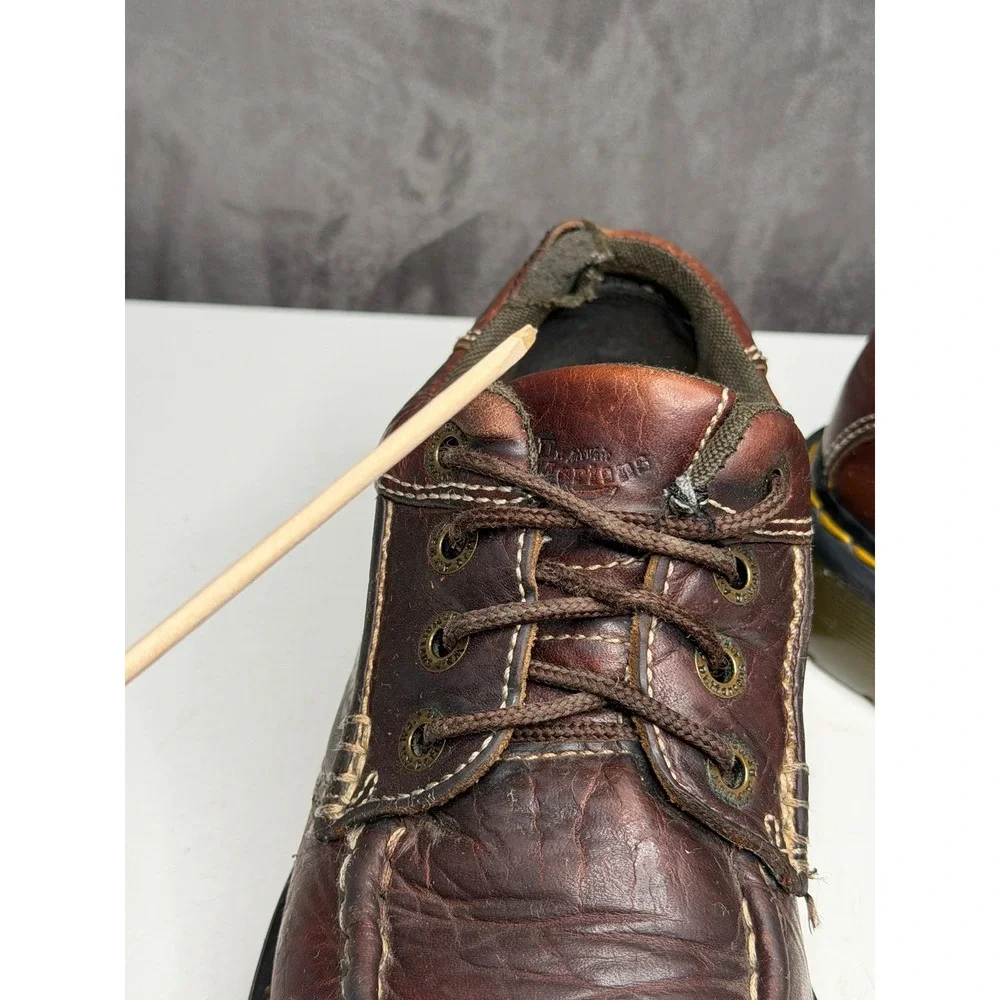 Vtg Dr. Martens Oxford Shoes Men US 8 Brown Leather Moc Toe Chunky Lug Sole 8A45